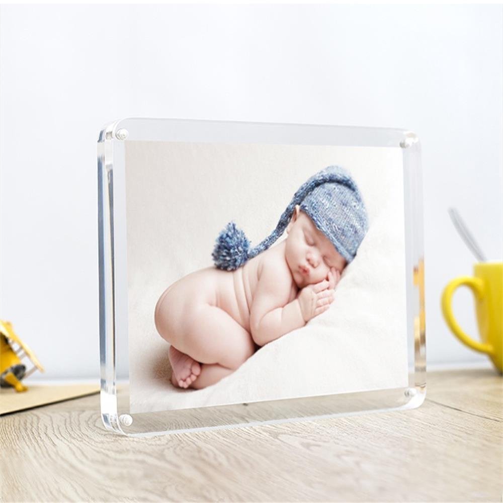 4 Cadres Photo Magnétiques En Acrylique Transparent 15,2x10,2 Cm - Design Cube Flottant, Affichage Double Face, Sans Cadre, Avec Support Pour Table Ou Mur