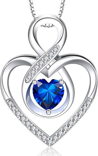 RIVIKO Collar con símbolo de corazón infinito para mujer, plata de ley 925, delicado colgante de corazón para el día de San Valentín, día de la