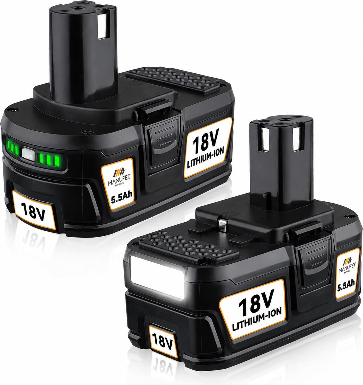 2 Pack P108 5.5AH Replacement for Ryobi 18V Battery Compatible with Ryobi Battery P102 P103 P104 P105 P106 P107 RB18L50 RB18L40 RB18L25 RB18L15 RB18L13
