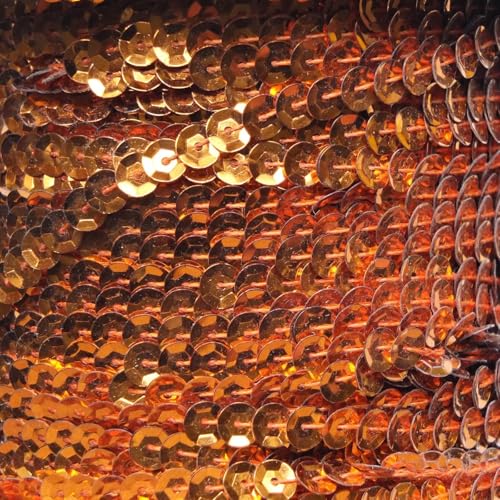 Orange Metallic 5mm Cup Sequin Trim Flat Stitched Strung by The Yard 15'