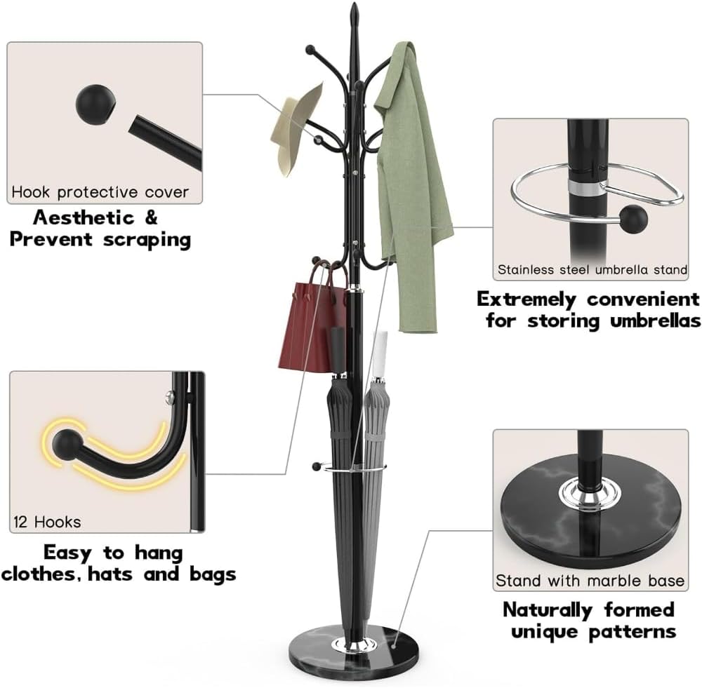 Umbrella Holder Stand Metal Coat Rack Freestanding Standing Coat Rack with Umbrella Holder Umbrella Stands