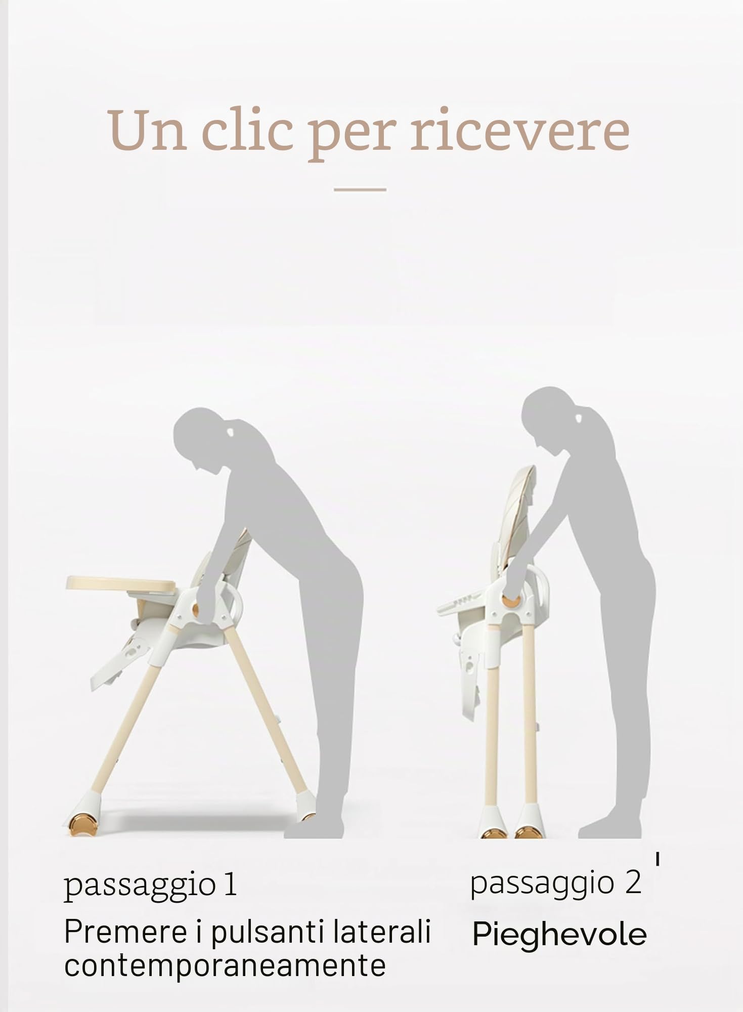 Nine point nine Pelle PU Seggiolone Pappa, Convertibile Pieghevole Seggiolones Pappa 0 36 Mesi con 6 Altezze e 3 Posizioni Reclinazione, Seggiolone Neonato con Doppi Vassoi e Ruote (808 Khaki)
