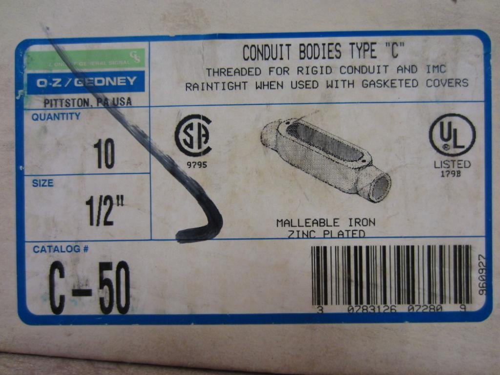 C-50 Conduit Bodies C50 Type C 1/2" (Pack of 10)