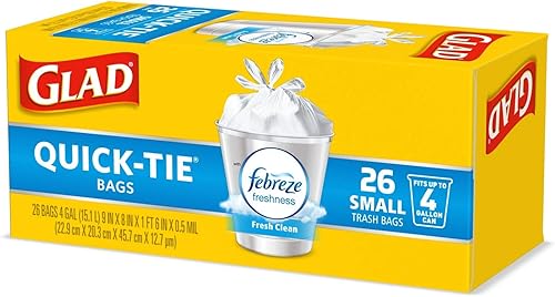 Miniatura 3 de Bolsas de basura pequeñas Glad Odorshield Quick-Tie, Fresh Clean, 4 galones, 26 unidades