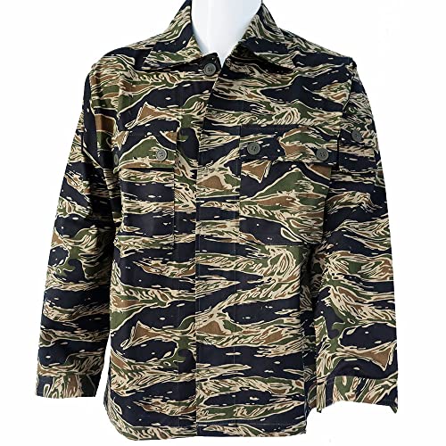 WW2 Tiger Stripe Shirt Men Vintage LLS Camo Cotton Jacket Replica of WWII Vietnam Combat Uniform2