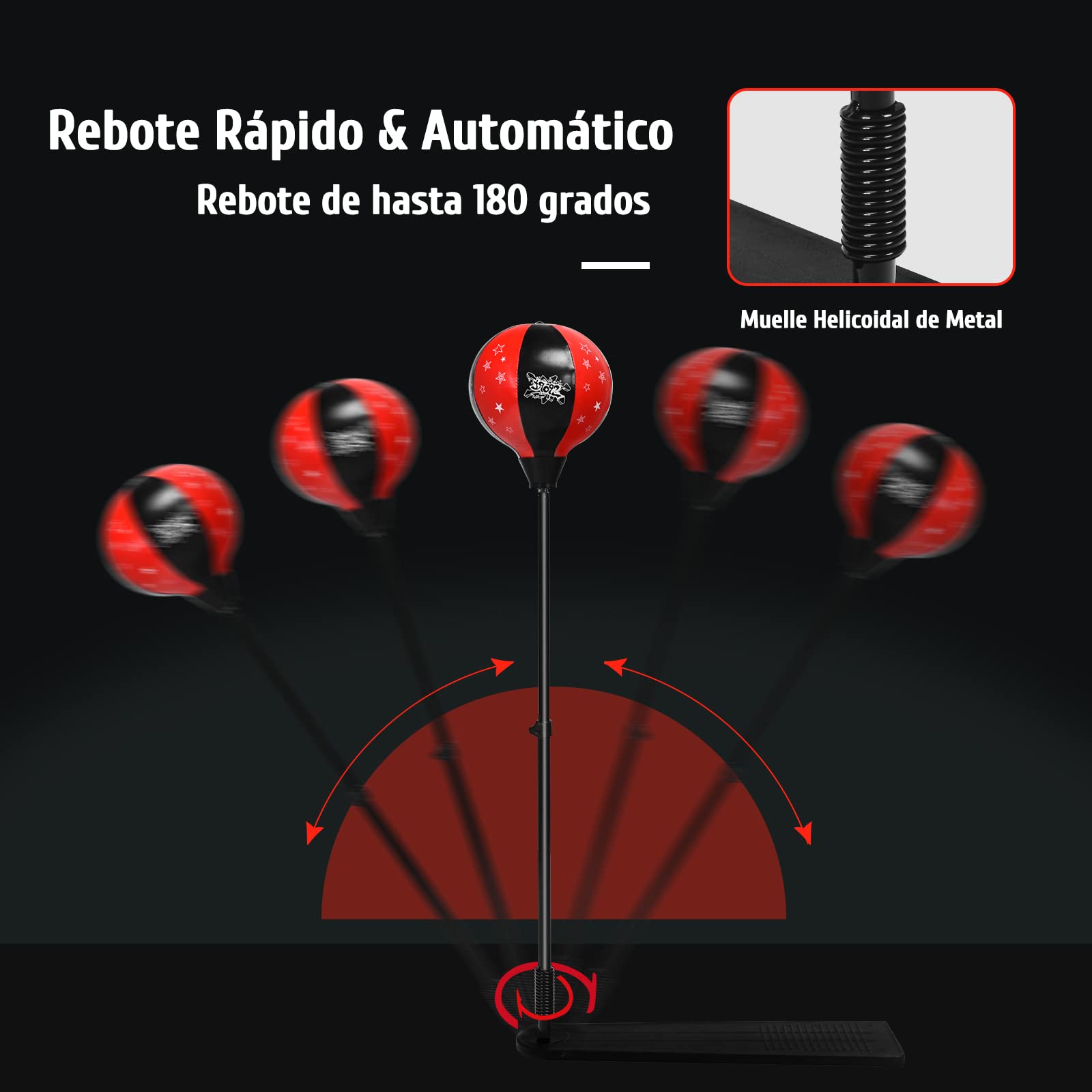 GYMAX Juego de Boxeo 85-130 cm Regulable en Altura, Set de Boxeo con Guantes y Bomba, Soporte de Boxeo con Pedal Antideslizante, Saco de Boxeo Fijo para Niños y Adolescentes a Partir de 8 Años