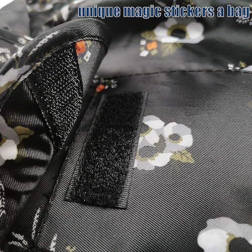 Image of Maharsh Women's Convenient and Waterproof Multifunction Portable Lazy Travel Cosmetic Storage Makeup Organizer Toiletry Bag with Drawstrings (Black Floral)