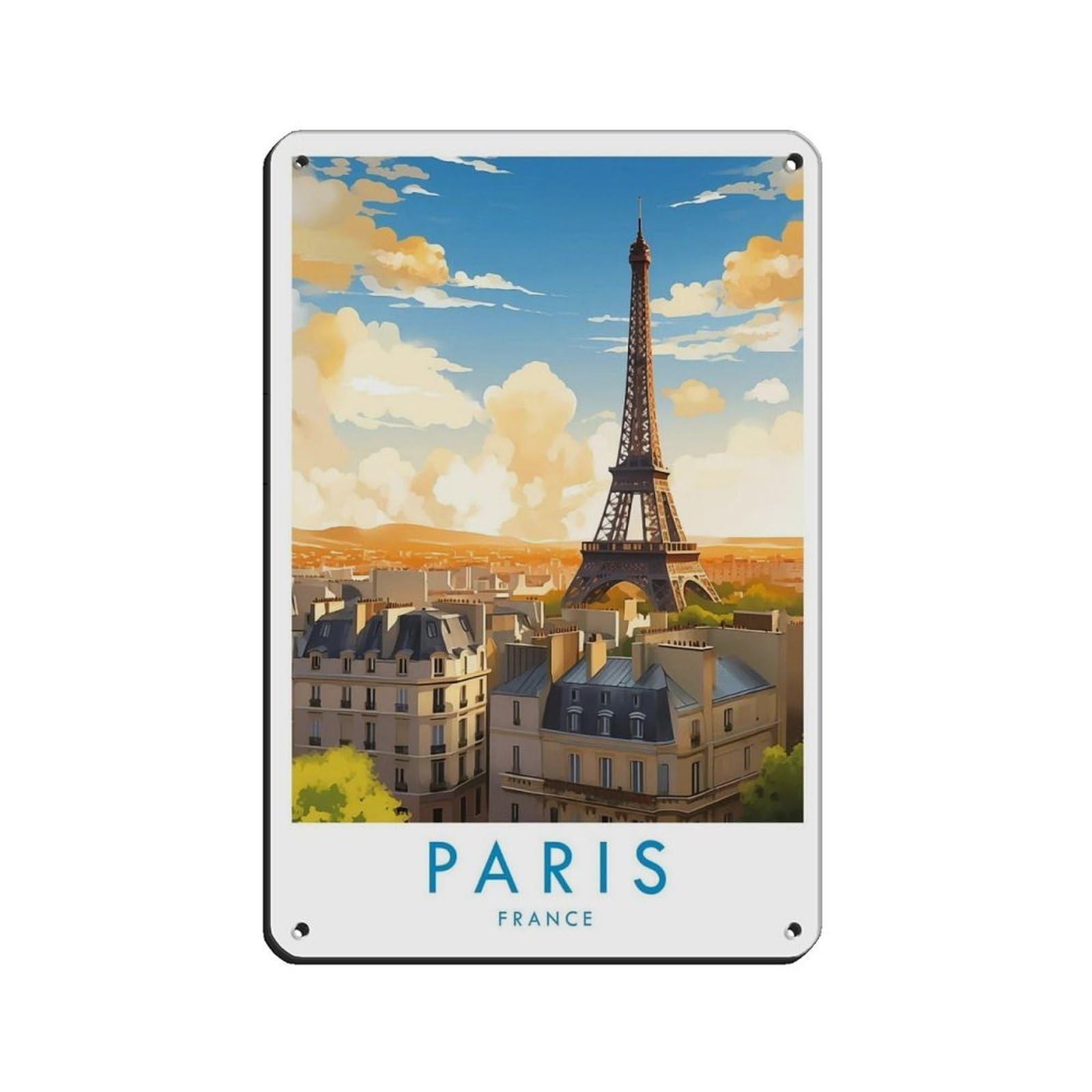Paris Travel Poster, France（38） Retro Poster Metal Tin Sign Chic Art Retro Iron Painting Bar People Cave Cafe Family Garage Poster Wall Decoration 8x12inch(20x30cm)