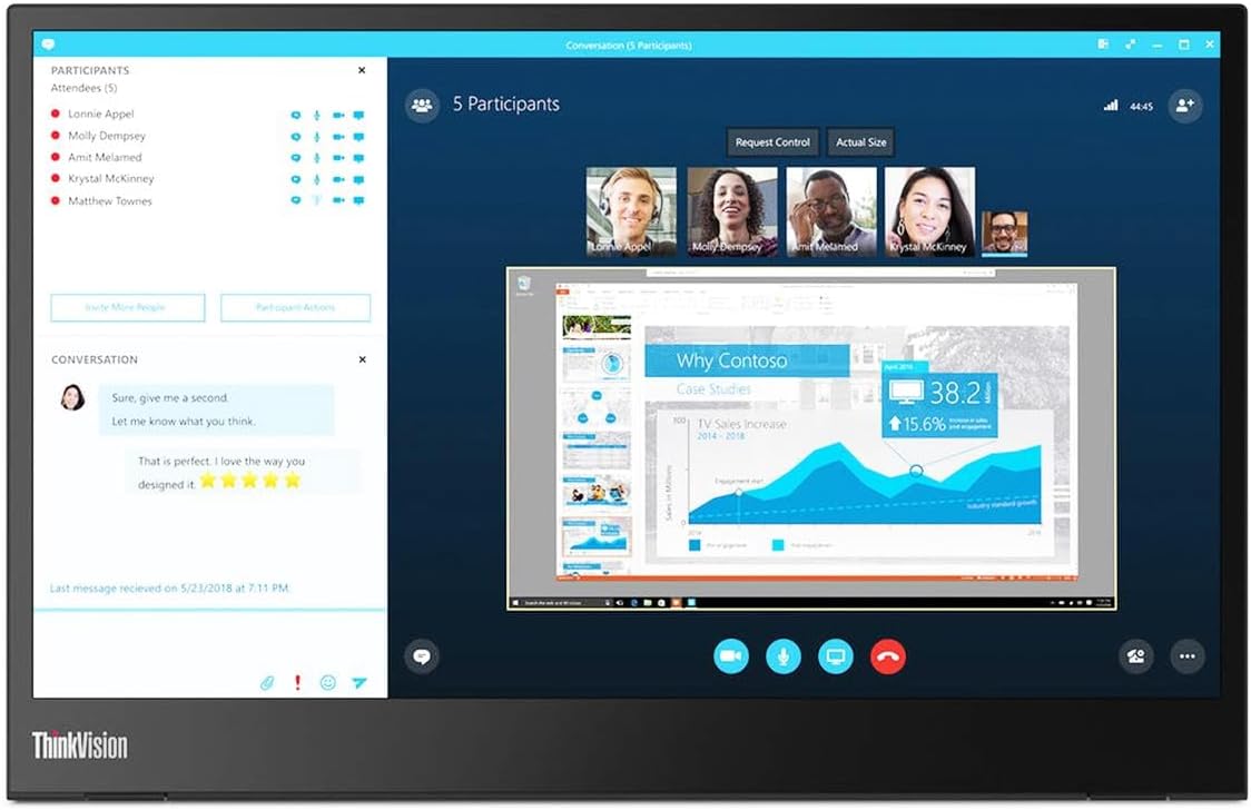 ThinkVision M14 14" Full HD 1920x1080 IPS Monitor - 300 Nit 6ms 2xUSB Type-C Ports Widescreen Backlit LED LCD Mobile Portable Display Raven Black