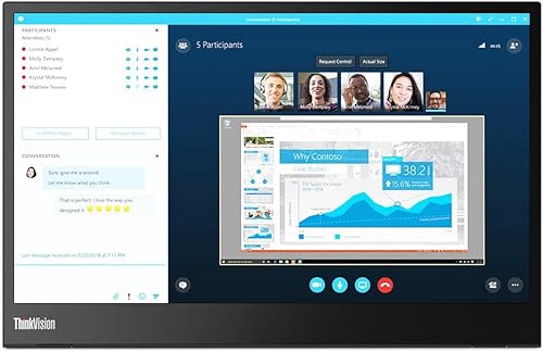 Lenovo ThinkVision M14 - Monitor IPS Full HD 1920 x 1080 de 14 pulgadas, 300 Nit, 6ms, 2 puertos USB tipo C, pantalla LCD retroiluminada widescreen,