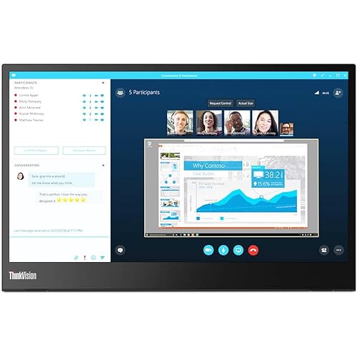 Lenovo ThinkVision M14 14" Full HD 1920x1080 IPS Monitor - 300 Nit 6ms 2xUSB Type-C Ports Widescreen Backlit LED LCD Mobile Portable Display Raven Black