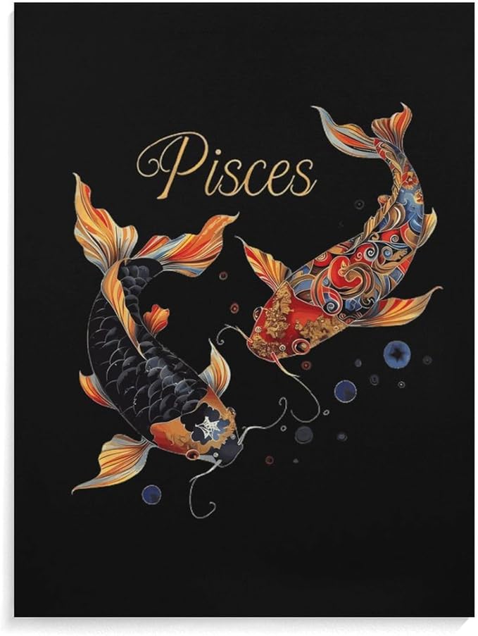 Pisces Zodiac Sign Funny Canvas Poster Vertical Wall Art Artwork Picture Hanging Prints Painting Decoration for Living Room Home