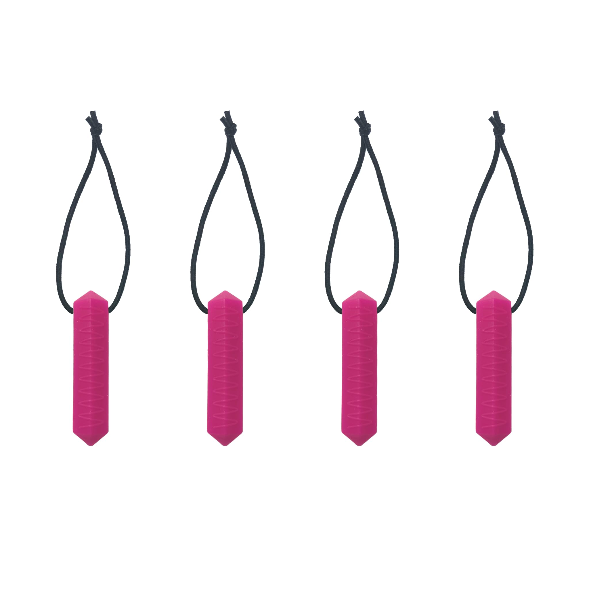 Zip Sensory Chew - Zip Chew Toggles 4 Piece Multi Pack - for Kids with Autism, Anxiety & ADHD - 100% Food Grade Silicone - Sensory Oojamabobs (Magenta 4 Pack)