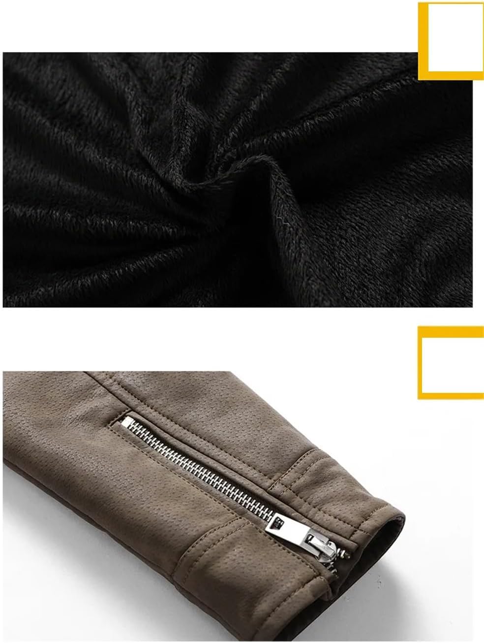 Kurtka skórzana męska moda stojak na stojak obster Slim Fit Zipper Autumn zima ciepła faux skórzana marna, brązowa, l