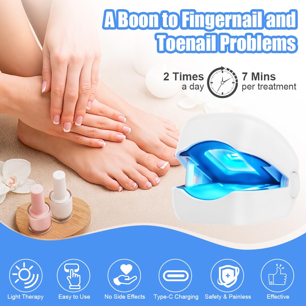 AOOWU Dispositivo de Limpieza de Hongos en Uñas, Profesional Dispositivo de Láser de Hongos Uñas Luz Invisible de 940nm y luz Azul de 500nm, Aparato de Tratamiento de Hongos de Uñas con Pantalla LED