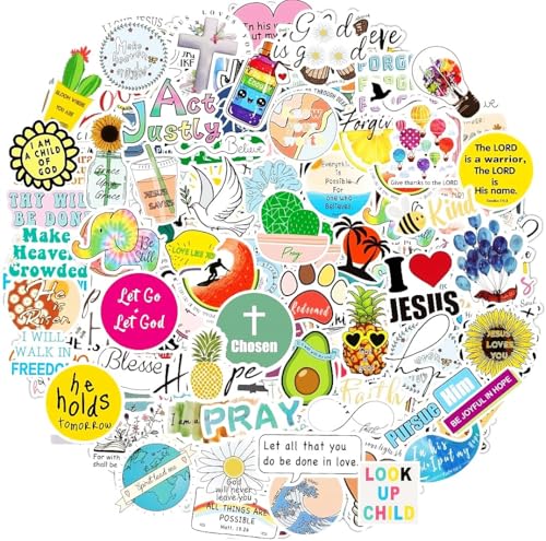 200Pcs Inspirational Christian Stickers for Vision Board Water Bottles Laptop Vinyl Waterproof Jesus Bible Verse Stickers for Scrapbook Journaling Planner Christian Easter Gifts for Kids