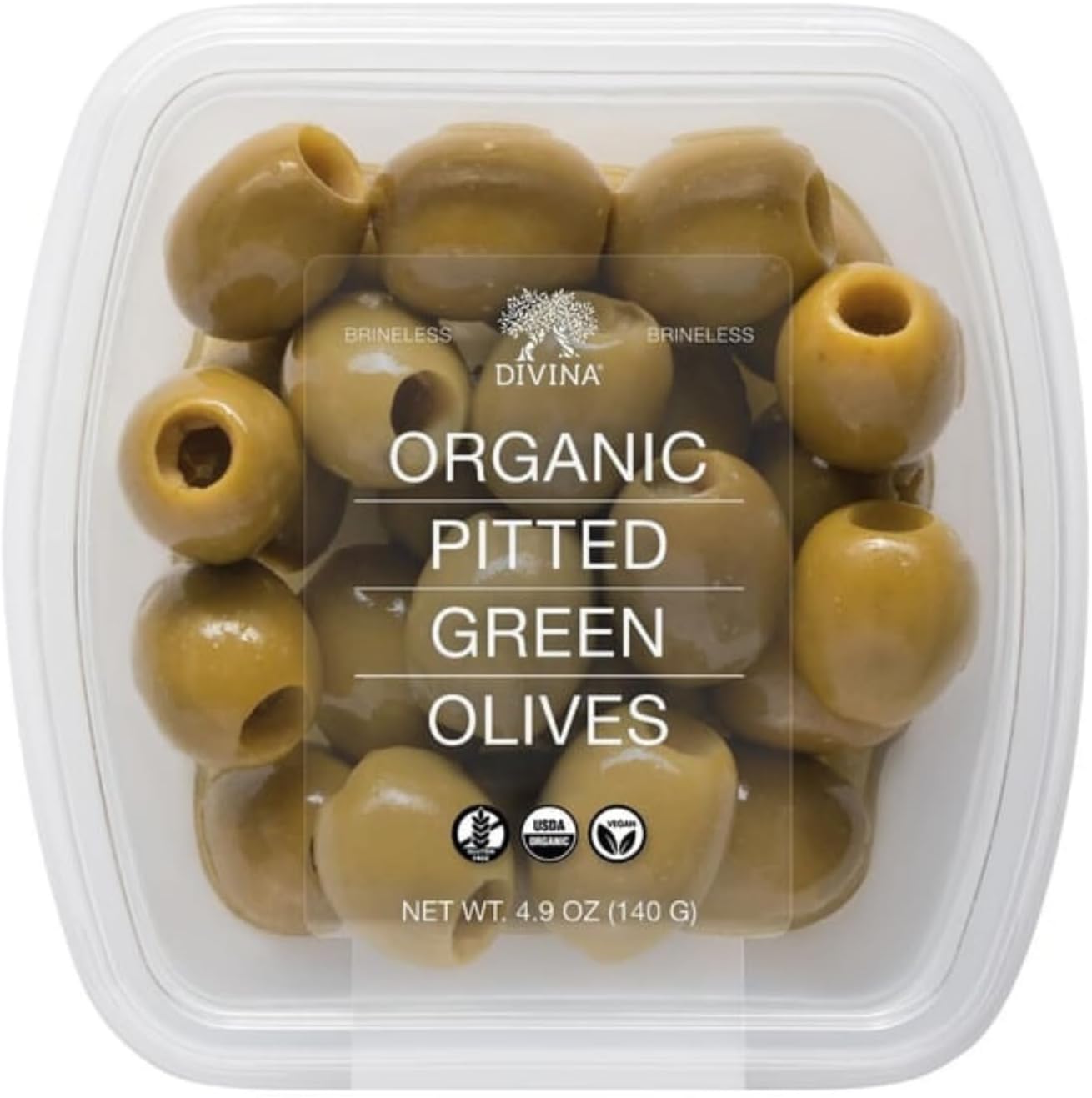Divina Organic Pitted Green Olives, 4.9 OZ