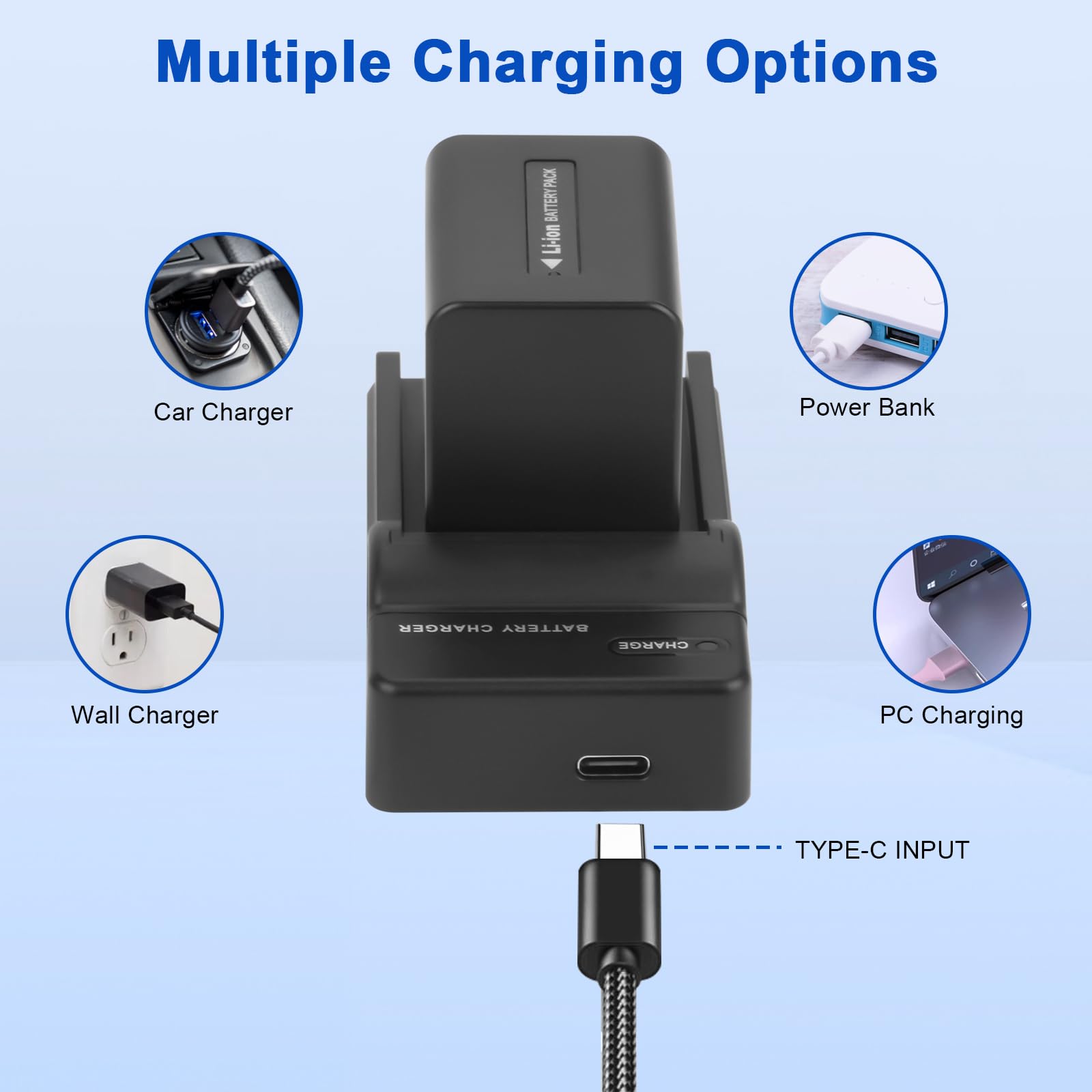 2X NP-FV70 NP-FV70A Batterie de Rechange et Chargeur Double Compatible avec Sony DCR-SR88/SR15/SX21/SX44/SX45/SX63/SX65/SX83/SX85,FDR-AX100,HDR-CX150/CX155/CX160/CX190 caméra