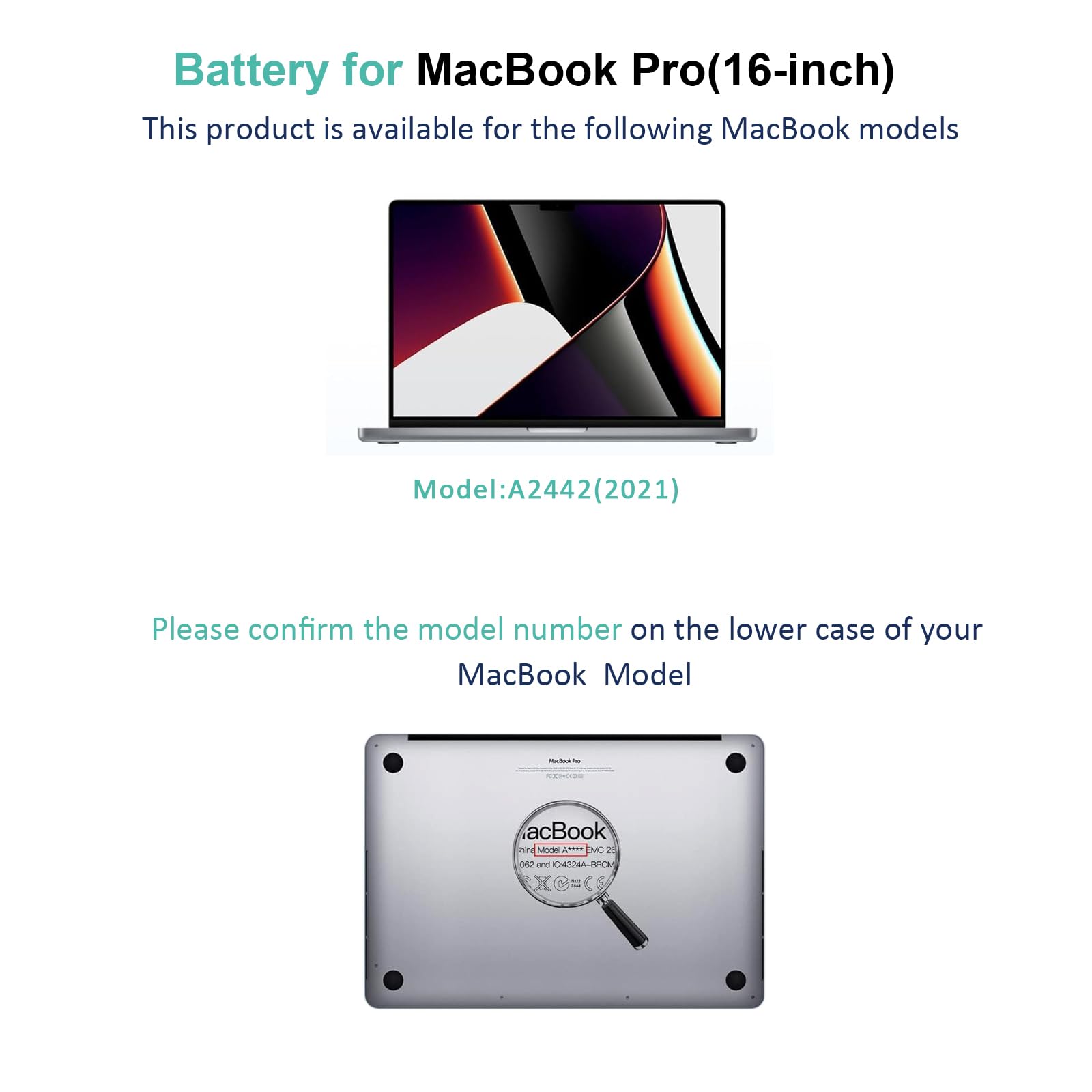 BNDeluxe Batteria di ricambio A2519 A2442 per 14" (2021) - EMC 3650 8102 Compatibile con batteria per laptop A2519