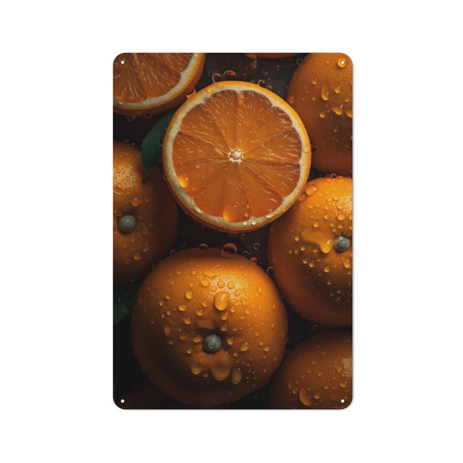 Junmoney Orange Fruit 30X20cm Retro Metal Sign With For Café Or Restaurant, For Collectors Decorating Cafés And Restaurants