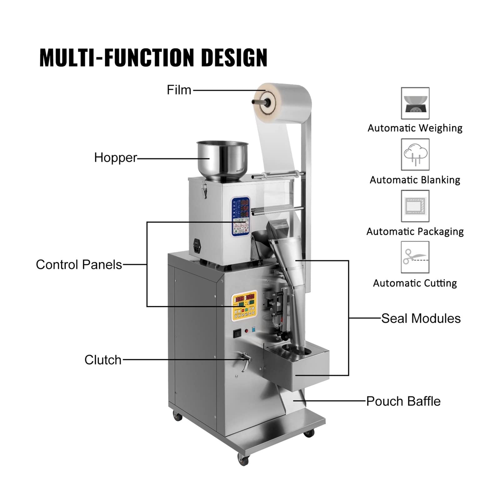 Máquina de llenado de polvo 1-3000g Relleno de pesaje de embalaje de polvo de partículas completamente automático for la industria de materiales secos y móviles Resistente y duradero(1-200 g)