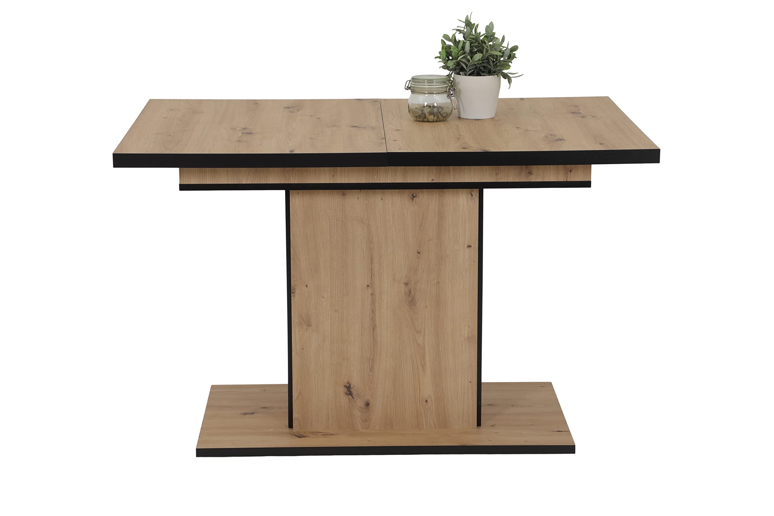 Hela Tische, Esszimmertisch Säulentisch Ariana, Holzwerkstoff melaminbeschichtet, Dekor Artisan, ausziehbar 120-160x80x76cm