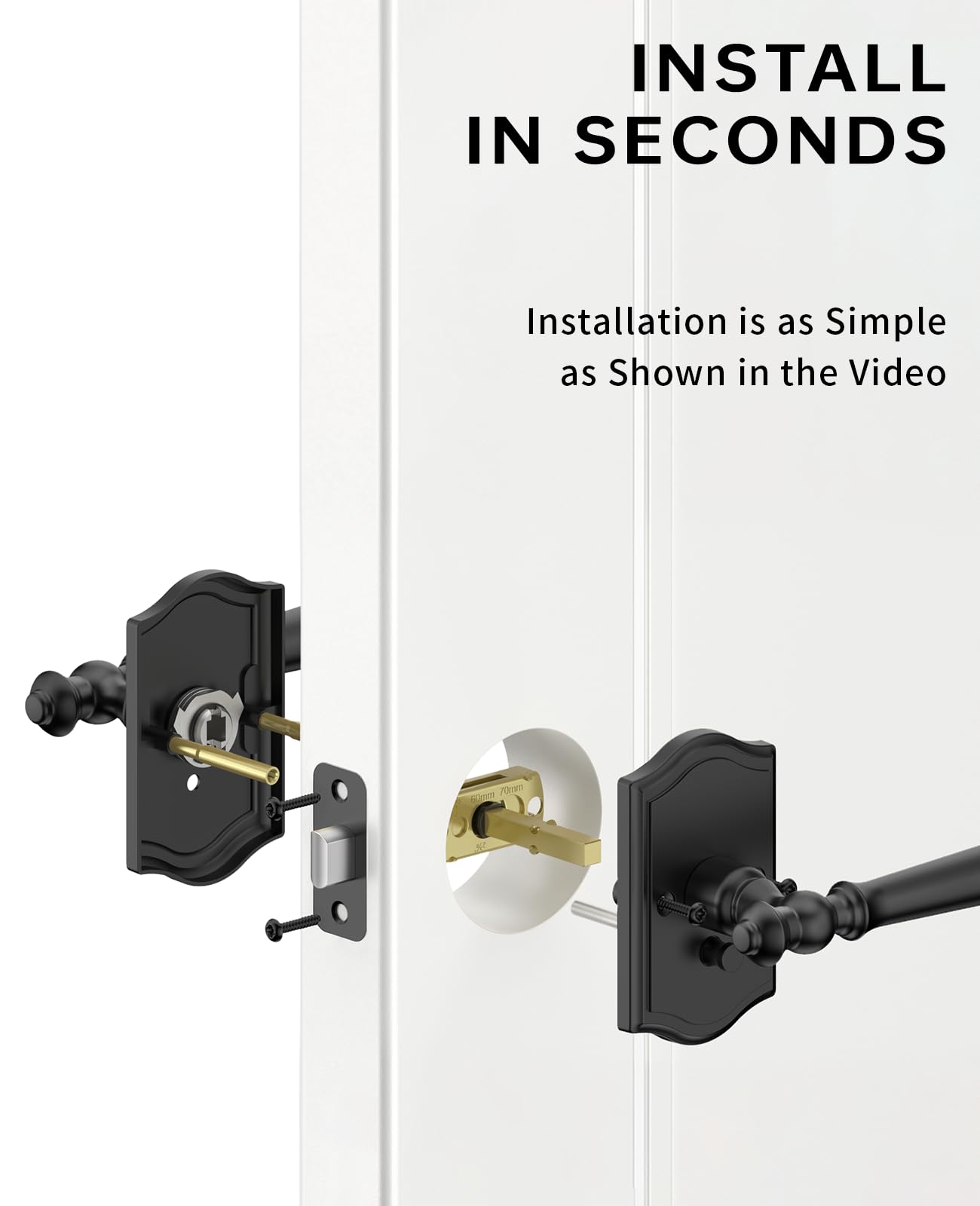 Matte Black Privacy Door Handles - Keyless Entry -7 Matte Black Privacy Door Handles - Keyless Entry -7