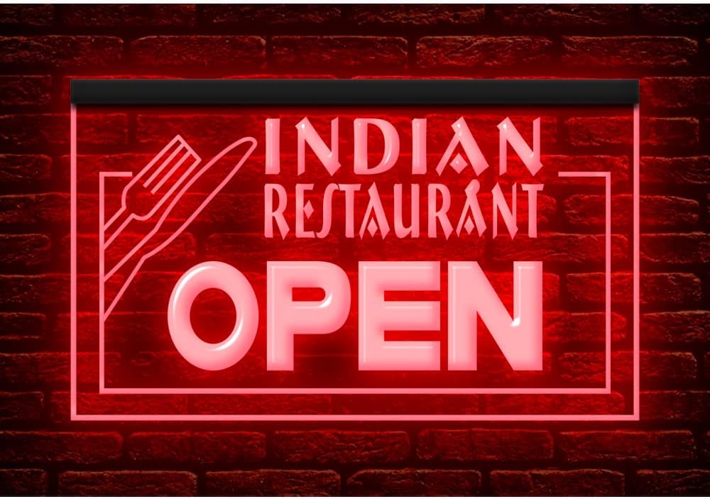 110044 Indian Restaurant Open Curry Food Cafe Decor Display LED Light Neon Sign (21.5" X 12", 16 Colors By Remote)