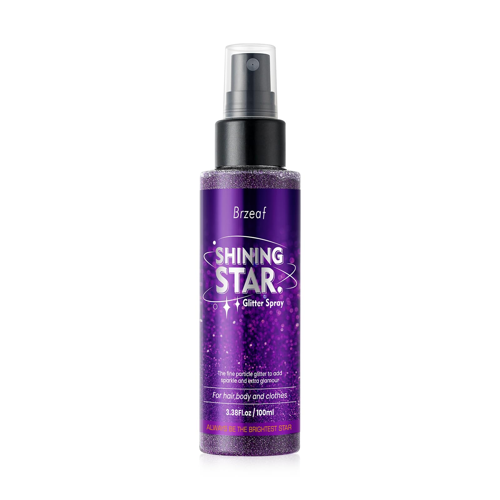 Brzeaf Shiny Glitter Spray, Glitter Spray for Hair and Body, Long-Lasting & Quick-Drying, Glitter Hairspray, Waterproof Body Glitter, for Stage Makeup and Festival Rave