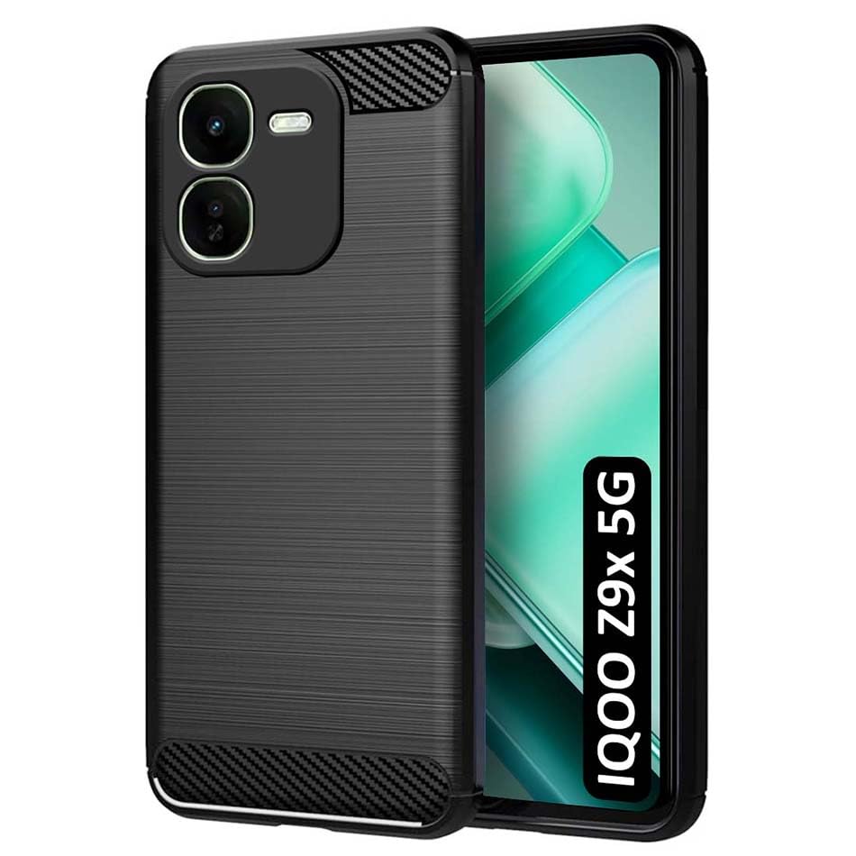 Image of Fashionury Back Cover for iQOO Z9x 5G | Hybrid Protection | Anti-Slip Grip | Rubber TPU Stylish Back Case for iQOO Z9x 5G (Black)
