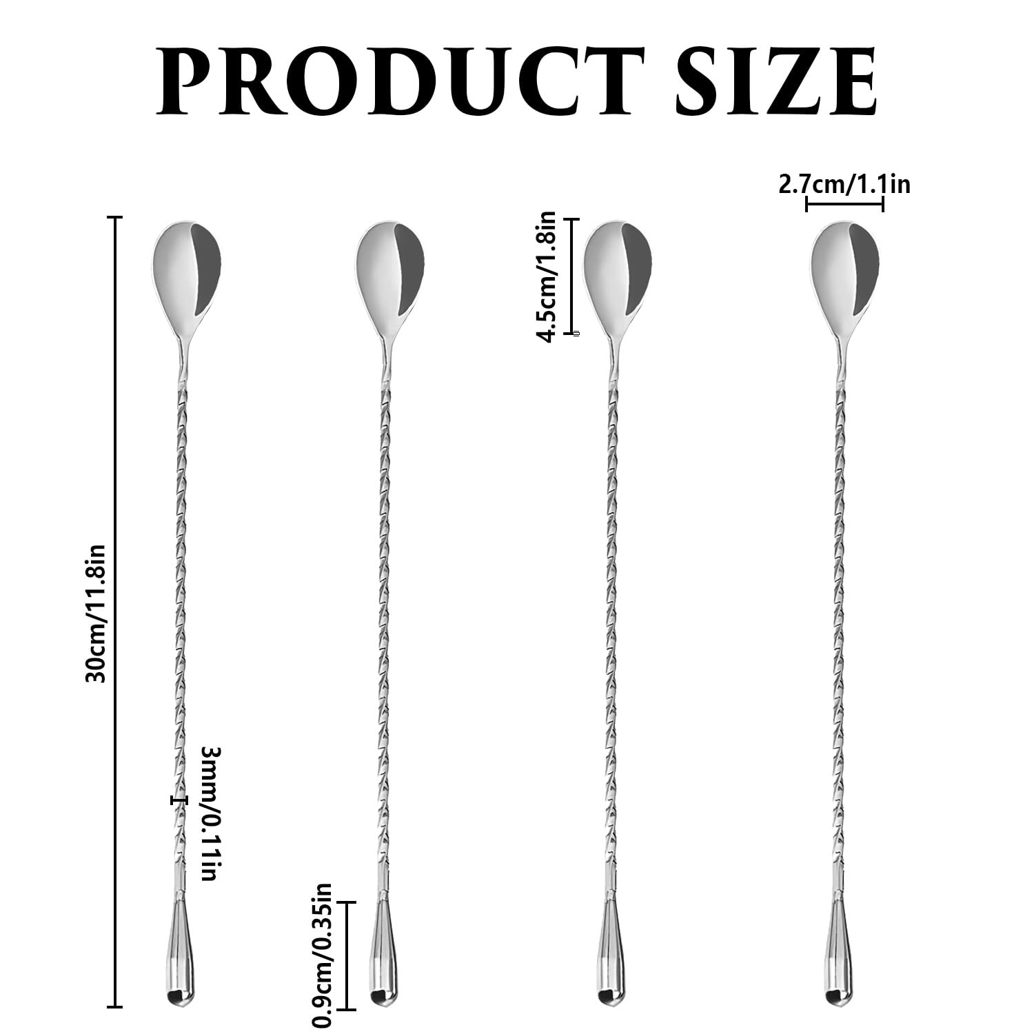4 Pezzi Cucchiaio Da Cocktail Bar Cucchiaio Per Mescolare Manico Lungo In Acciaio Inossidabile Modello A Spirale Cocktail Mixing Shaker Spoon 12 Pollici 4 Colori Argento Oro R