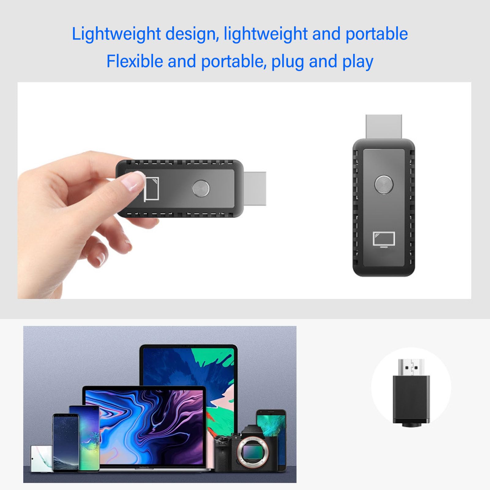 Émetteur et Récepteur sans Fil Compatible 4K Plug and Play Longue Portée 5 GHz Adaptable avec PC, Ordinateur Portable, Appareil Photo, Boîtier TV pour écran de Projecteur HDTV