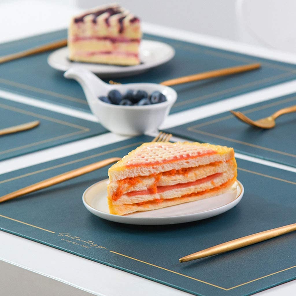 Decoración de mesa, manteles individuales, juego de 4 manteles individuales de piel sintética para cocina y comedor, impermeables y resistentes al aceite, con aislamiento térmico y anti-quemadura