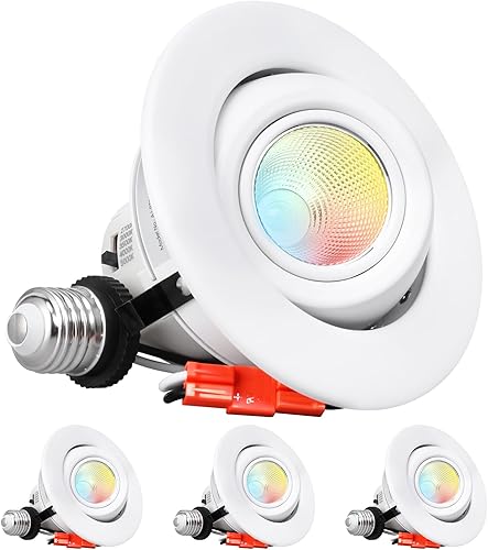 TORCHSTAR 4 Inch Gimbal LED Recessed Lighting with Junction Box 12W90W Eqv Anti-Glare CRI90 Dimmable Directional LED Recessed Downlight ETL ES 3000K
