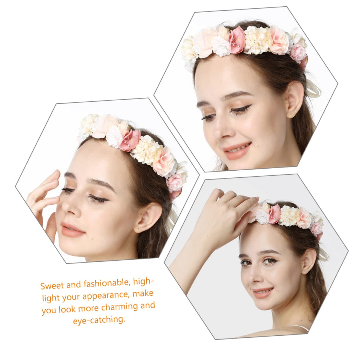 minkissy 5pezzi Fascia Per Floreale Da Sposa Con Fiori Artificiali e Nastri Accessorio Elegante Per Matrimoni e Feste Di Compleanno Adatta Donne e Ragazze
