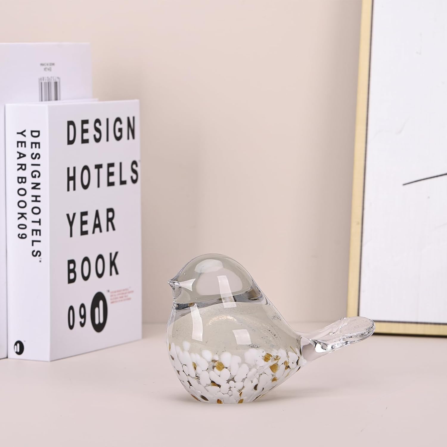 DOVDOV Hand Blown Glass Bird Statue Home Decor, Glass Art Bird Small Sculpture for Office Desktop on Dresser entryway Decorative Ornament and Glass Paperweight., Gray - Image 5