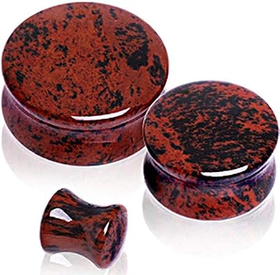 Covet Jewelry Natural Mahogany Obsidian Stone Saddle Plug