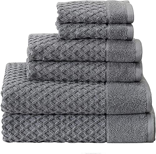 Image of Simpli-Magic 79447 Diamond Bath Towels Set, 6 Piece Set, 2 Bath Towels, 2 Hand Towels, 2 Washcloths, Gray