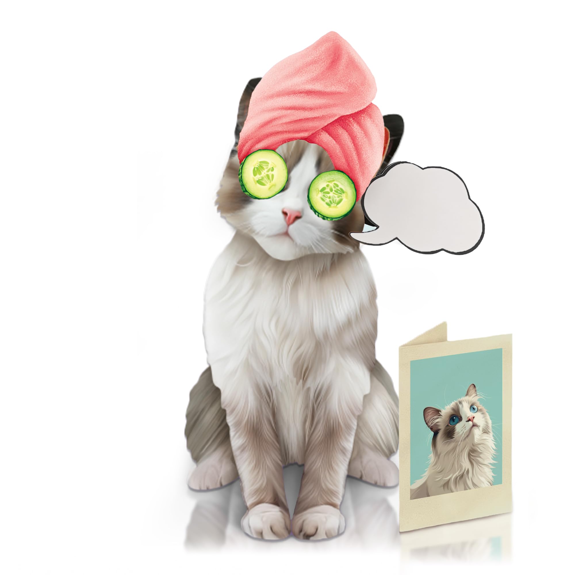 Freshcut Paper Pop Up Pet Cards, Gifts for Cat Lovers, Birthday Cards with Accessory Sheet, Note Card & Envelope, 3D Popup Greeting Card, Ragdoll Cat