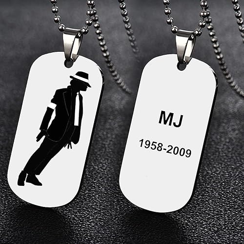 Miniatura 4 de MJ Jackson - Collar y pulsera para fanáticos de MJ Michael para hombres y niños, joyería colgante de colección conmemorativa