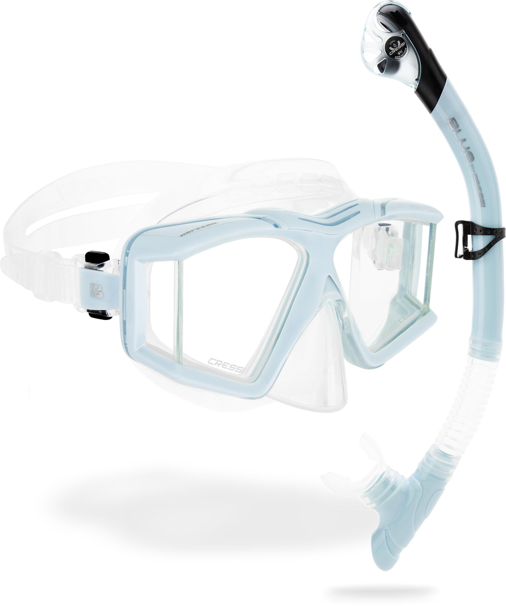 CRESSI Horizon - Unisex Tauch und Schnorchelmaske mit 4 Separaten Temperargläsern oder Set Maske+Schnorchel Scilla Top Dry Combo für eine Pneingeschränkte Rundumsicht