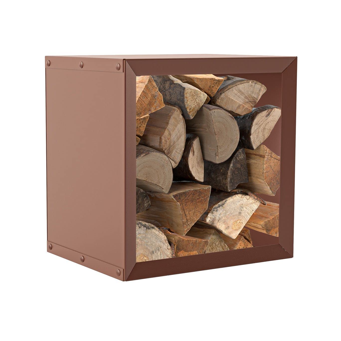 hiyard Holzlager I Wooker square 49 x 49 cm I Kaminholzregal I Brennholzregal I Made in Germany I rostbraun