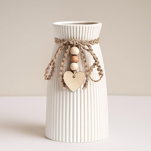 DOMESTAR White Ceramic Vase, 6.3" Tall Small Flower Vase | Wedding Centerpiece, Coffee Table, Bedroom & Apartment, Neutral Farmhouse, Minimalist Modern Home Decor