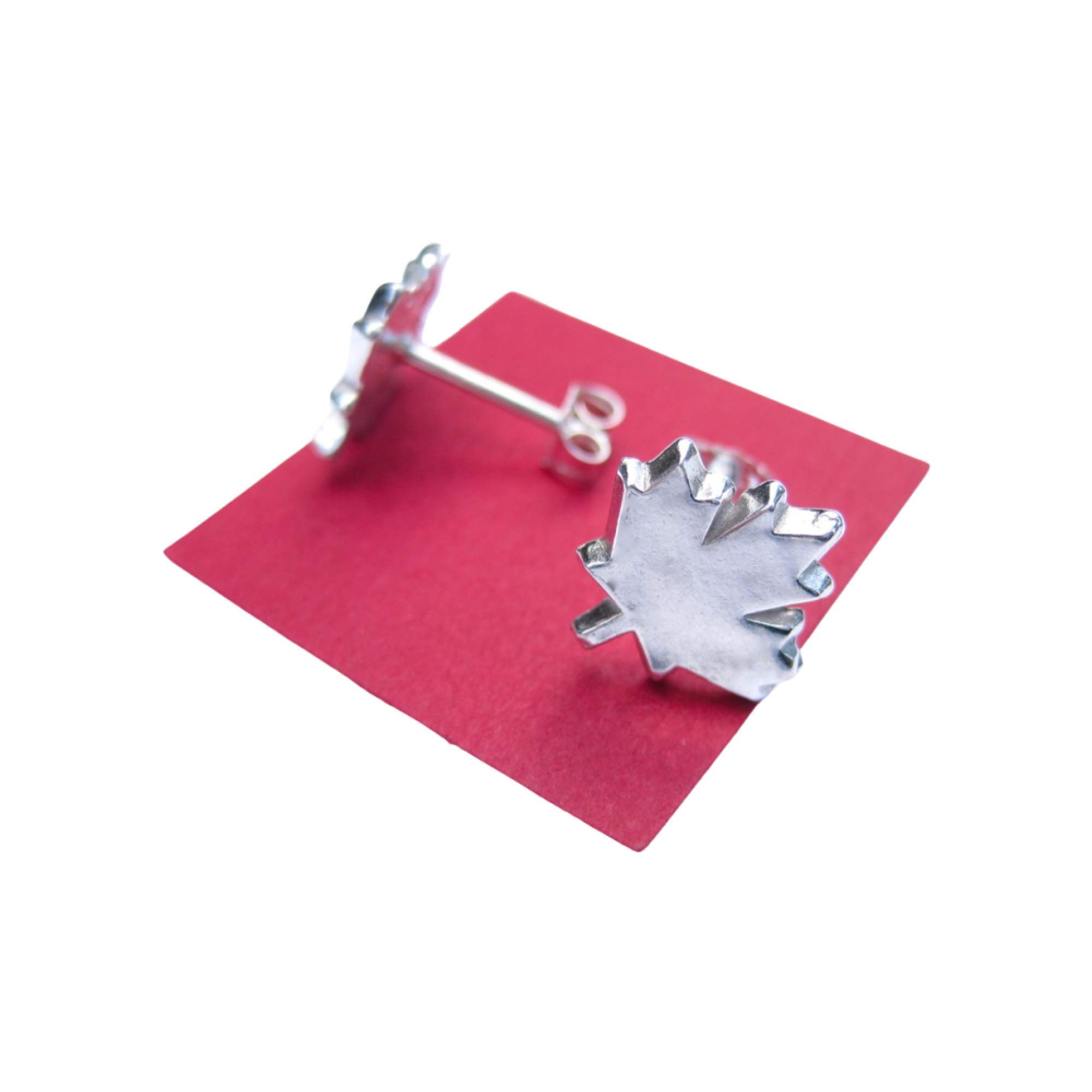 Sterling Silver Canadian Maple Leaf Stud Earrings