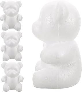 NUOBESTY フォームベア 4個セット Diy ペイント可能 ホワイト アニマルフィギュア クリエイティブ ホームデコレーション フラワーアレンジメント用