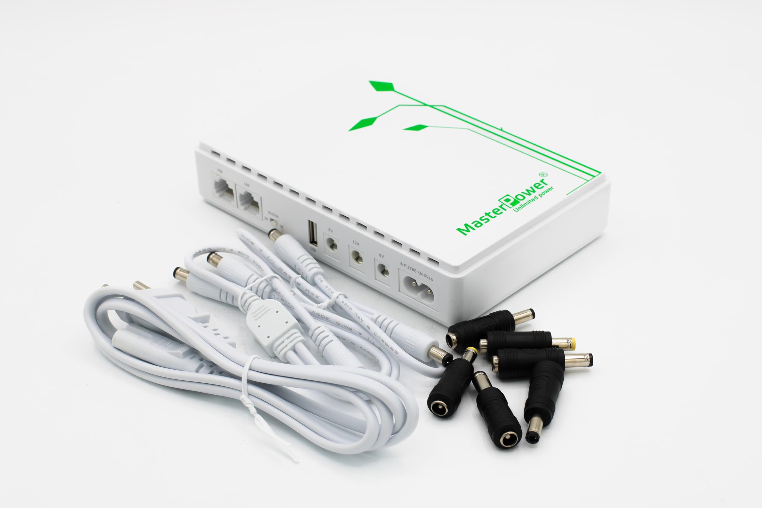 Master U-Power, SAI Mini UPS de Respaldo, 4000mAh 36W, para WiFi, Router, Módem, Cámara de Vigilancia, con Entrada AC y Salida USB 5V 2A - 5V 3A, 9V 2A, 12V 1,5A DC - PoE 15V 1A, 24V 1A