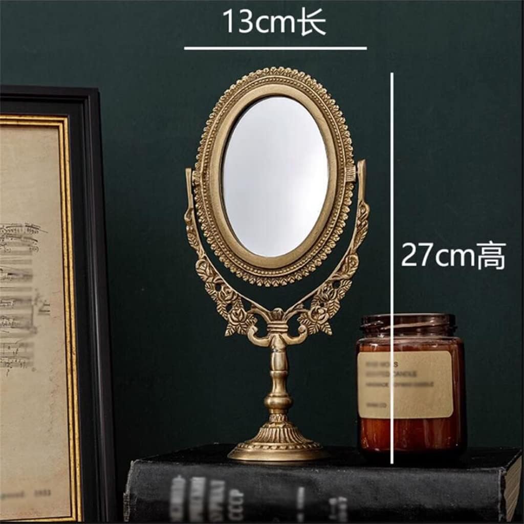 European Brass Retro Light Luxury Makeup Mirrors Wedding Housewarming Gift Desktop Dressing Decoration