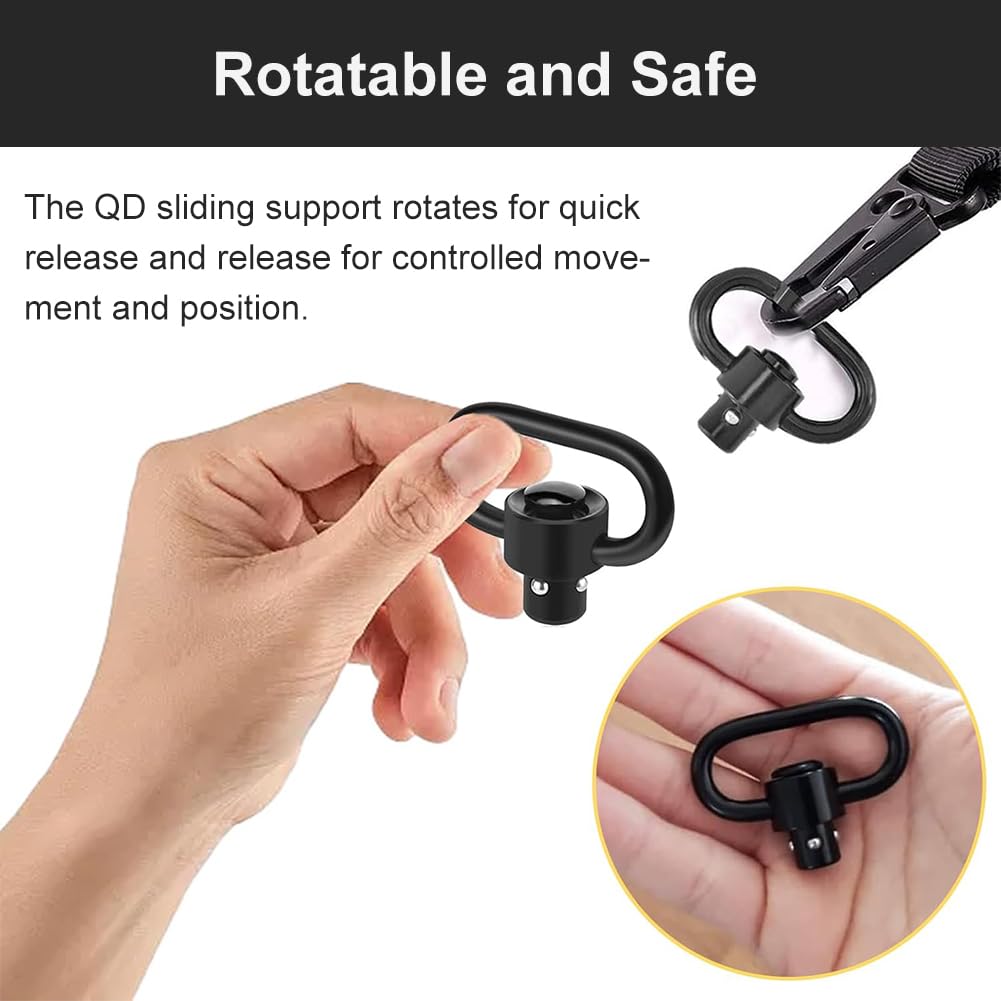 QD Sling Swivels da 1,25", Heavy Duty QD Sling Girevoli Mount, QD Sling Pacchetto di 2 Anello con Perno, QD Sling Swivel a Rilascio Rapido Qd Push Button Sling Tactical Sling Loop Adapter, 2 Pezzi