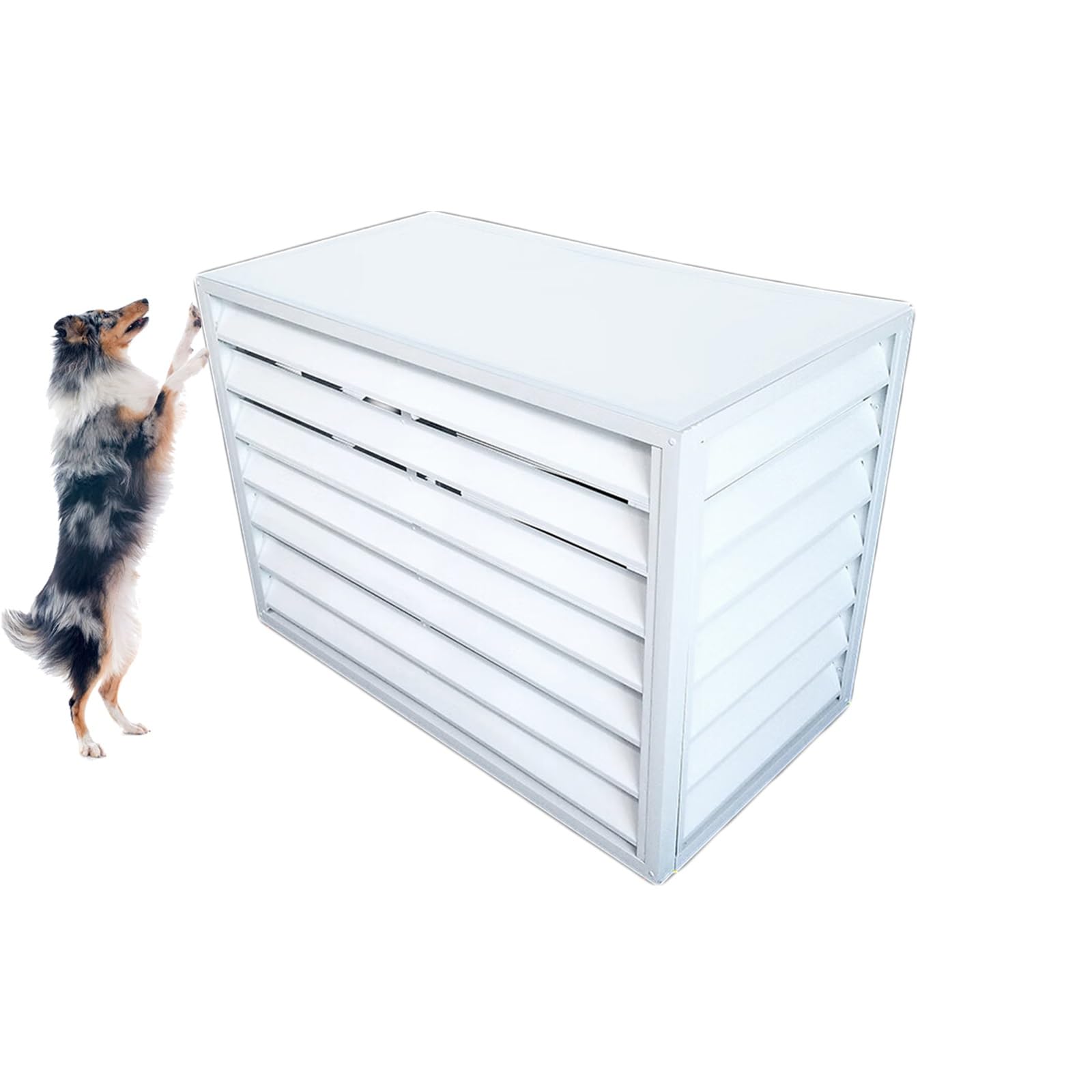 Cache climatiseur exterieur aluminium blanc coffrage pompe a chaleur 100x50x70