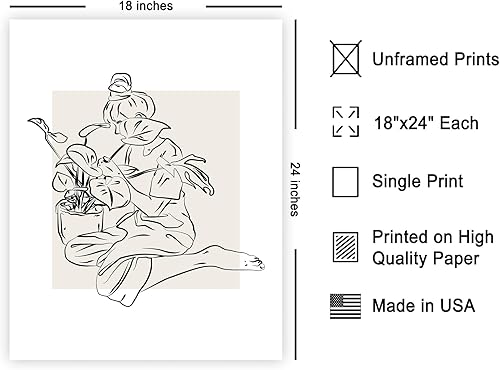 Miniatura 596 de Poster Master Póster de peonías – Estampado de flores retro – Ilustración floral – Ilustración en blanco y negro – Diseño de línea y abstracto –